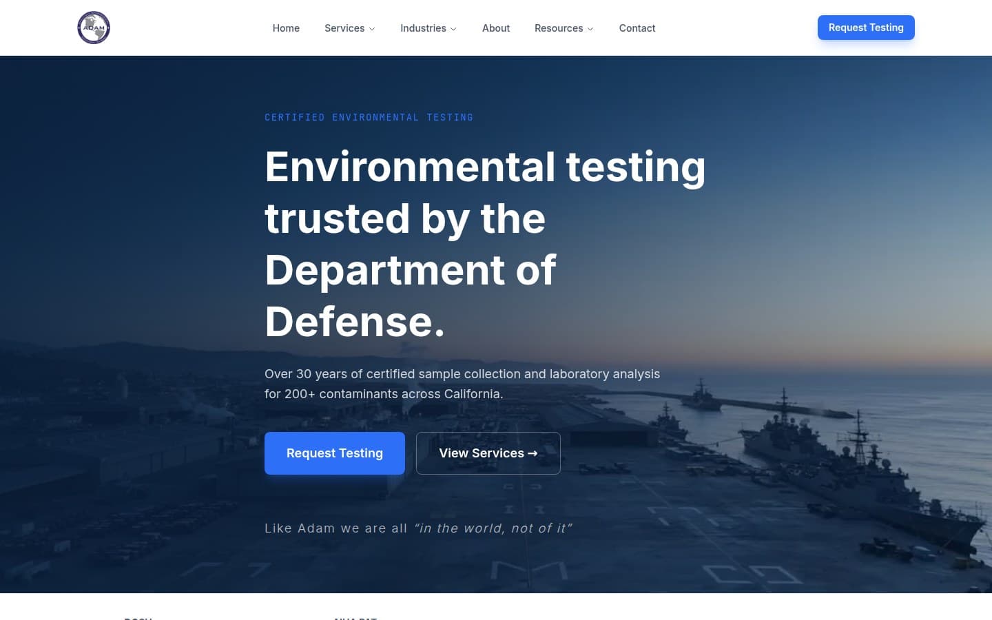 AdamLabs website, desktop view