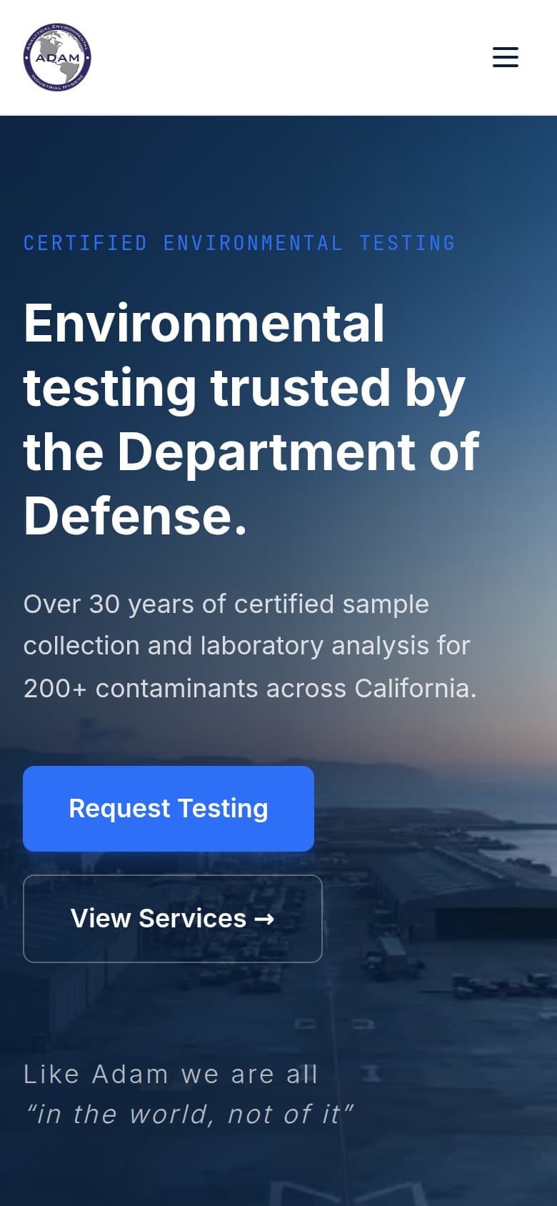 AdamLabs website, mobile view