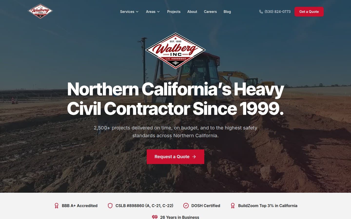 Walberg, Inc. website, desktop view